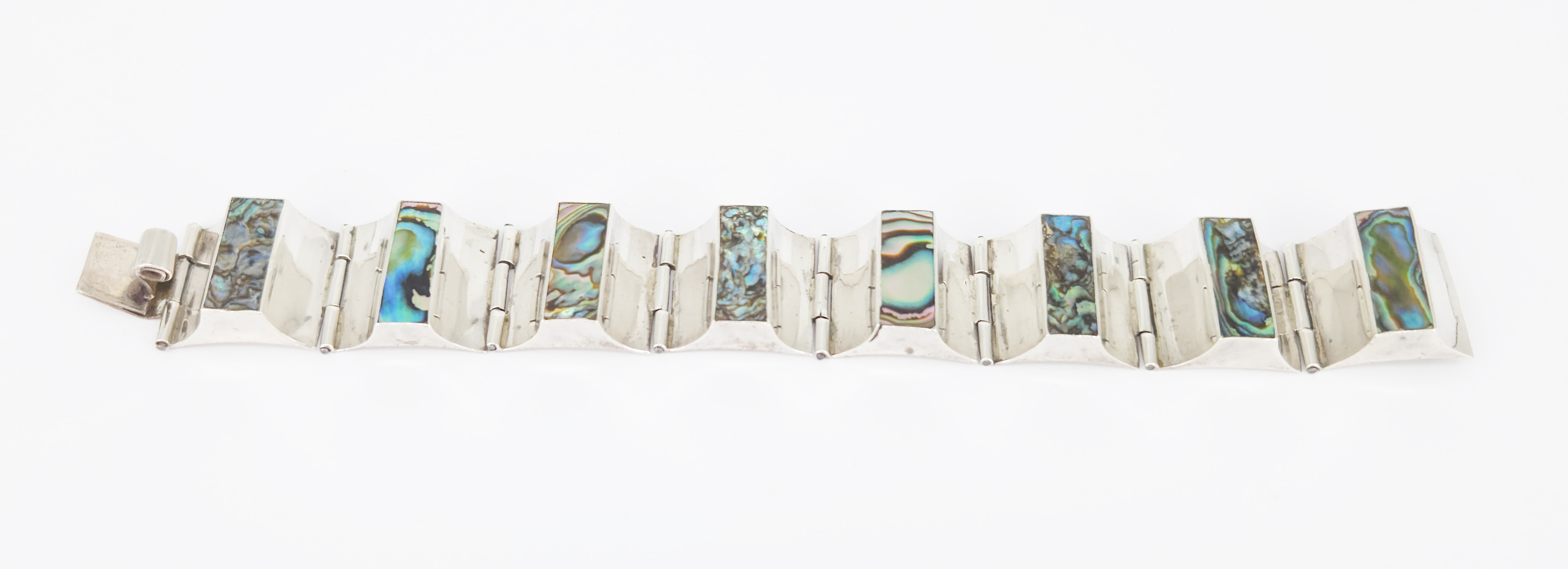 A Taxco Sterling Silver And Abalone Bracelet