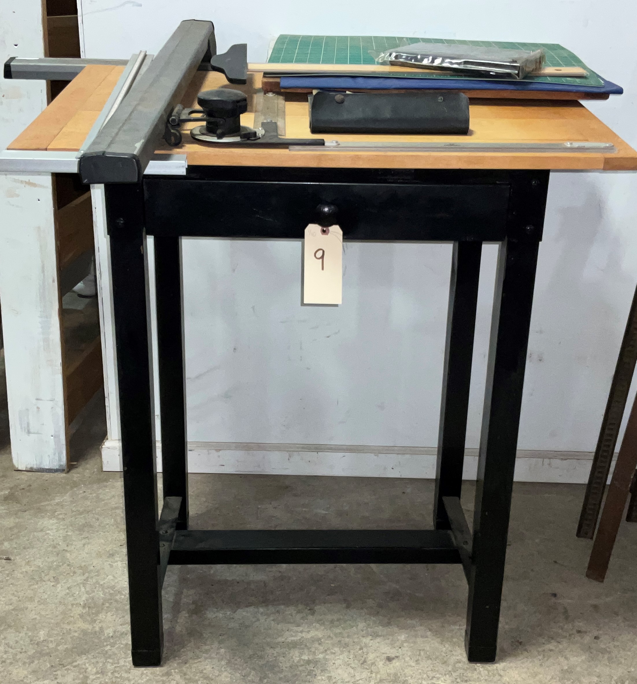 DRAFTING TABLE WITH MATS AND MEASURING DEVICES. Teel Auctions