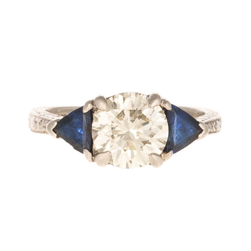 A 1.70 ct Diamond & Sapphire Ring in Platinum