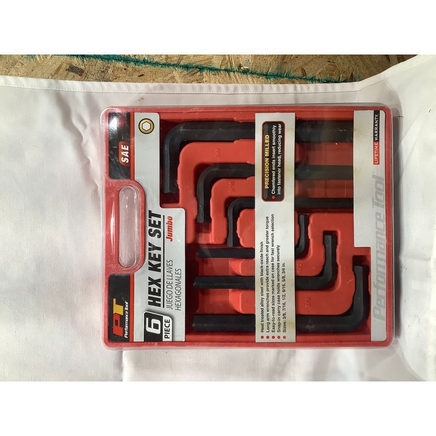 Performance Tool 6pc Jumbo Hex Key Set SAE