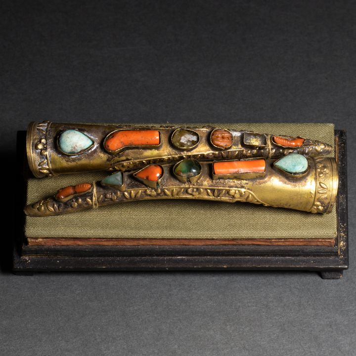 Pair of Chinese gilt metal nail guards