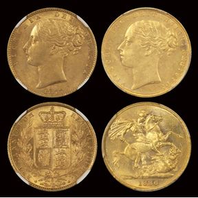 SOVEREIGNS (2), 1877S & 1886M, S3855 & S3857C, Victoria Young Head, bo…
