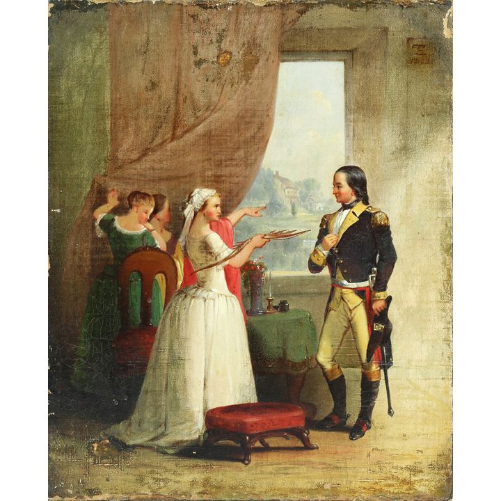 Painting, French School (19th century), Interior Genre Scene