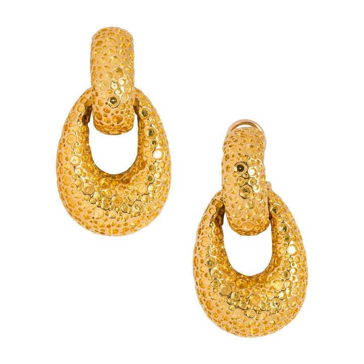 A pair of 18k gold door knocker ear clips