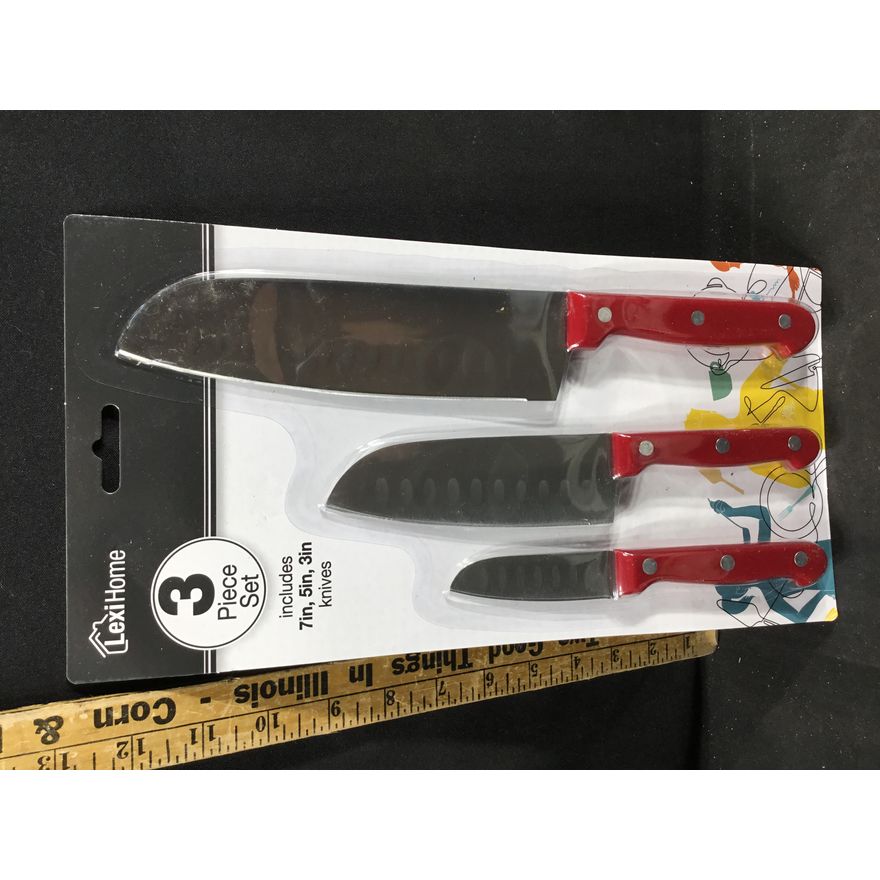 LexiHome 3 Pc Knife Set Includes 7in, 5in, 3in Knives