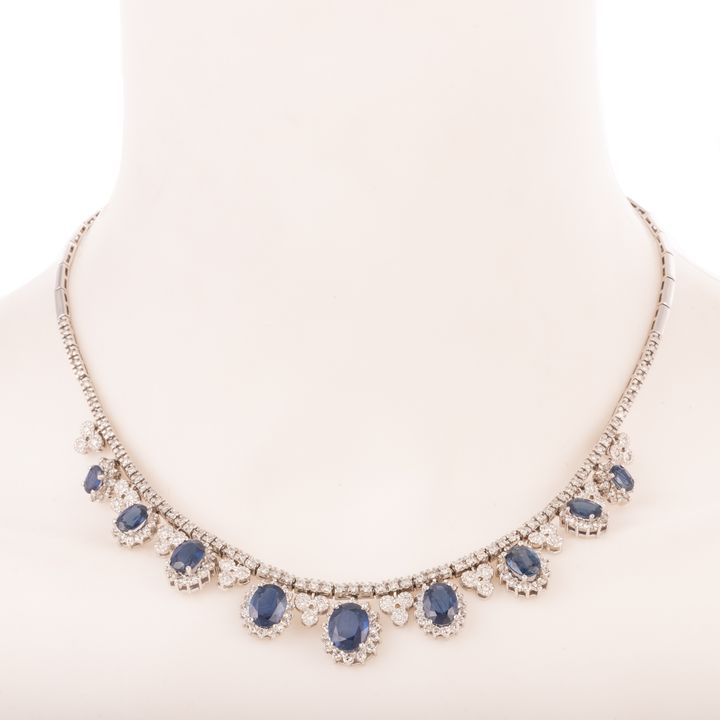 An 14.60ctw Sapphire & Diamond Necklace in 14K