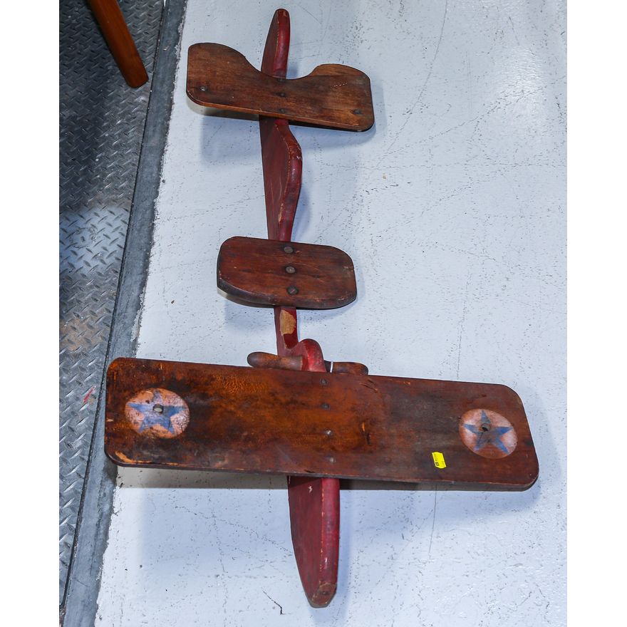 A Folk Art Carved Wood Toy Airplane