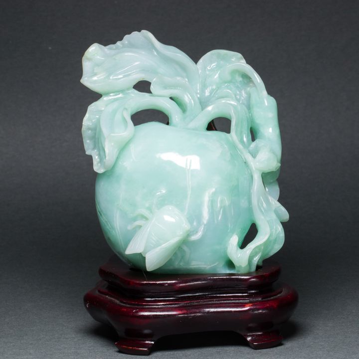 Chinese green jadeite 'radish' carving
