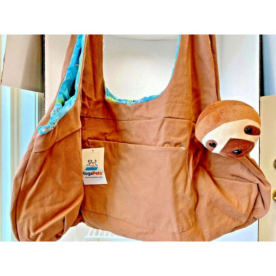 YogaPets Full Zip Exercise Cute Yoga Mat Tote Bag w/ Plush Animal Design - Sloth