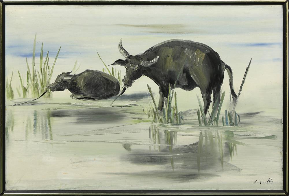 Painting, Water buffalo – Lofty Marketplace