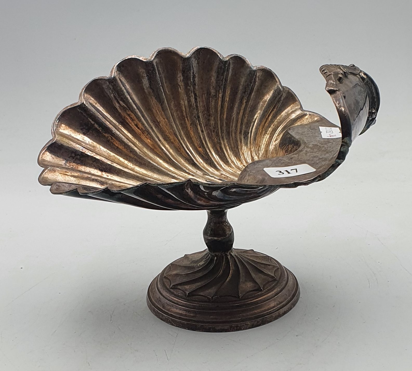 317 · AN ENGLISH SILVERPLATED SHELL-BOWL DISH