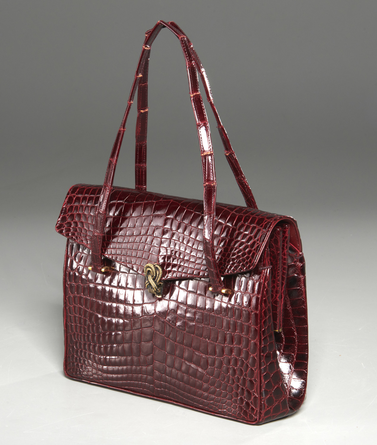 Morabito Paris burgundy crocodile handbag
