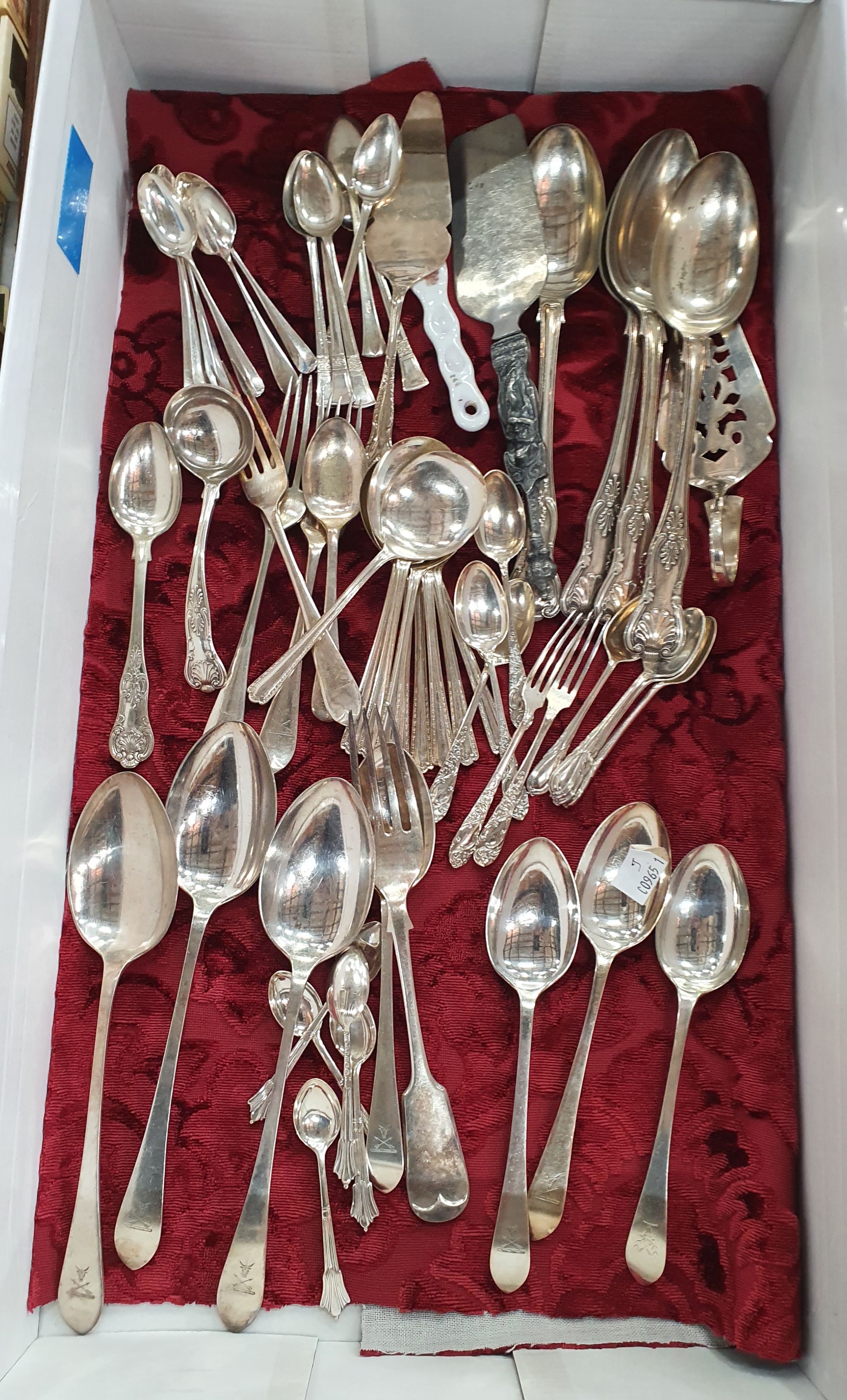 190 · A MELANGE OF SILVERPLATED FLATWARE