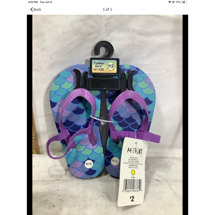 Toddler Girl's Size M (7/8) Flip Flops