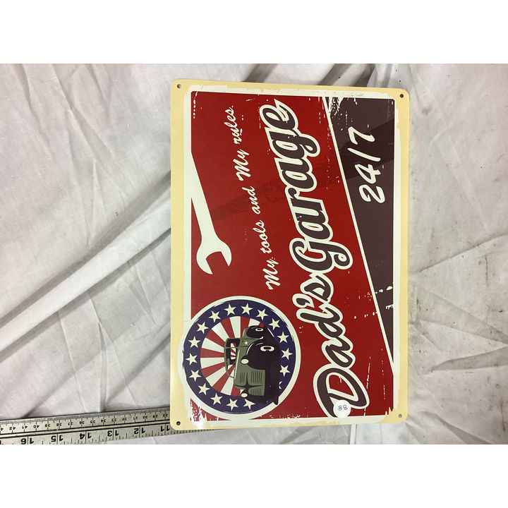 14'' z 10'' "My Tools My Rules Dad's Garage 24/7" Sign