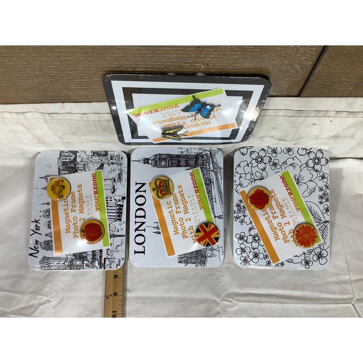 (4) Your Zone Magnetic Photo Frames w/ 2 Magnets 7.5"W x 6"H