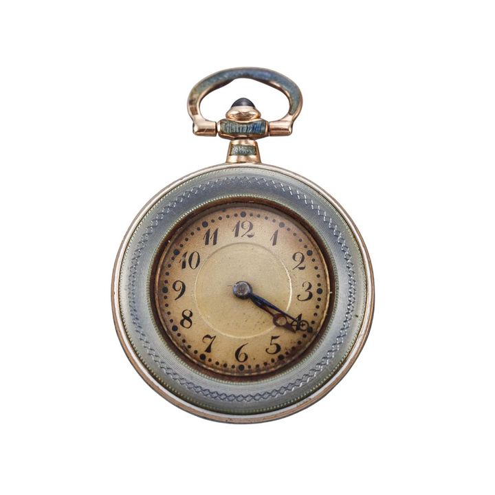 Vintage Longines Wittnauer Gold Guilloché Enamel Pocket Watch