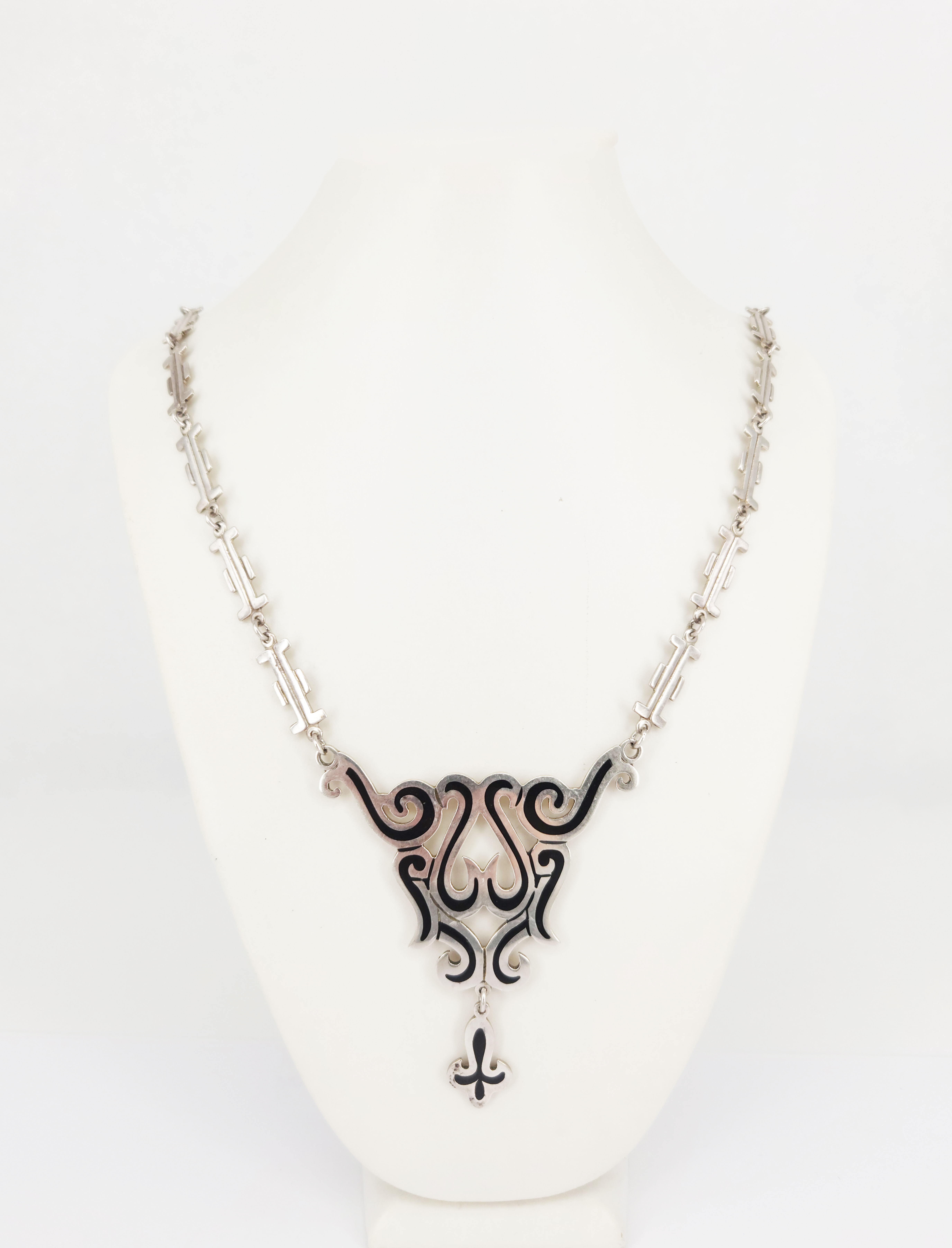 A Mexican Silver And Enamel Necklace