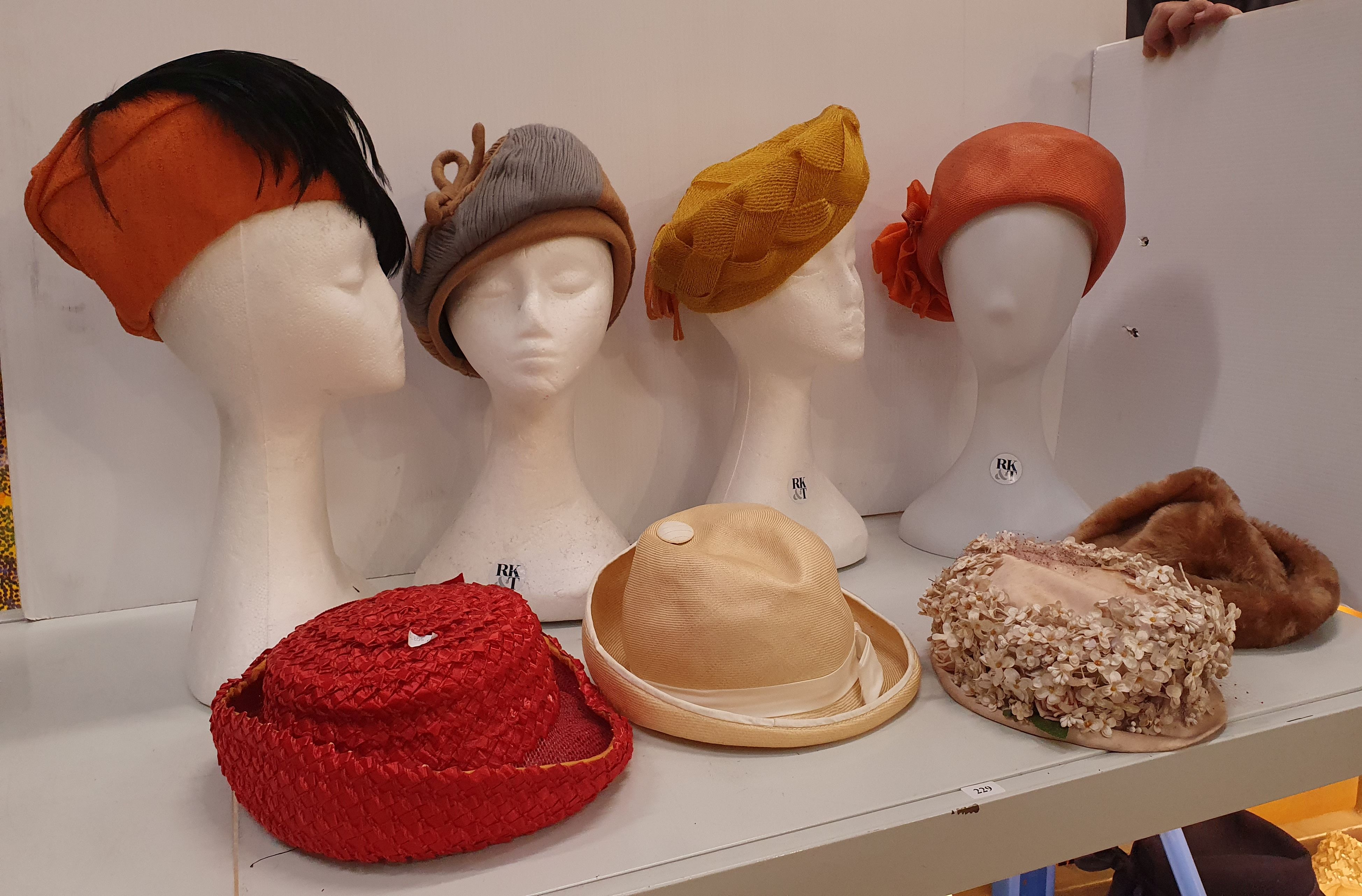 229 · EIGHT VINTAGE HATS IN VERY NICE CONDITION