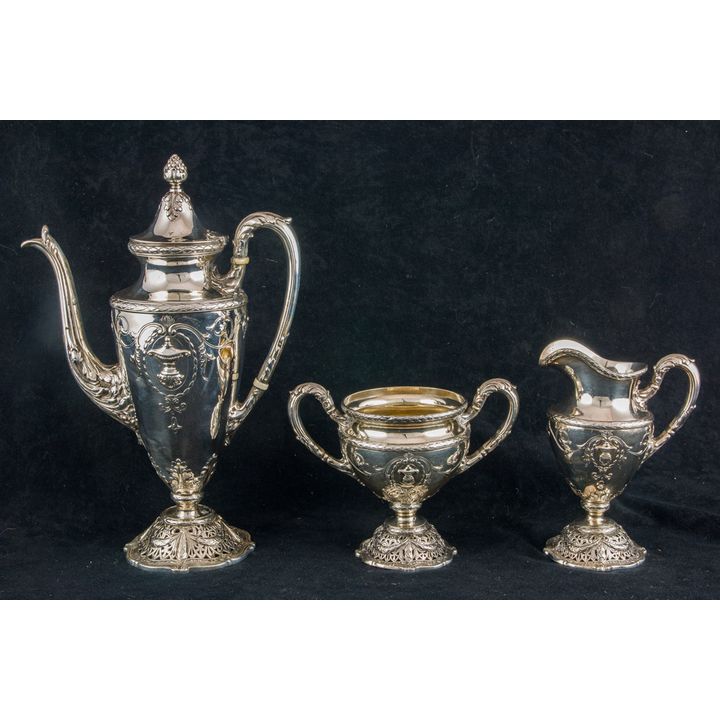 A (3 pc) Shreve Adam pattern chocolate service #7675