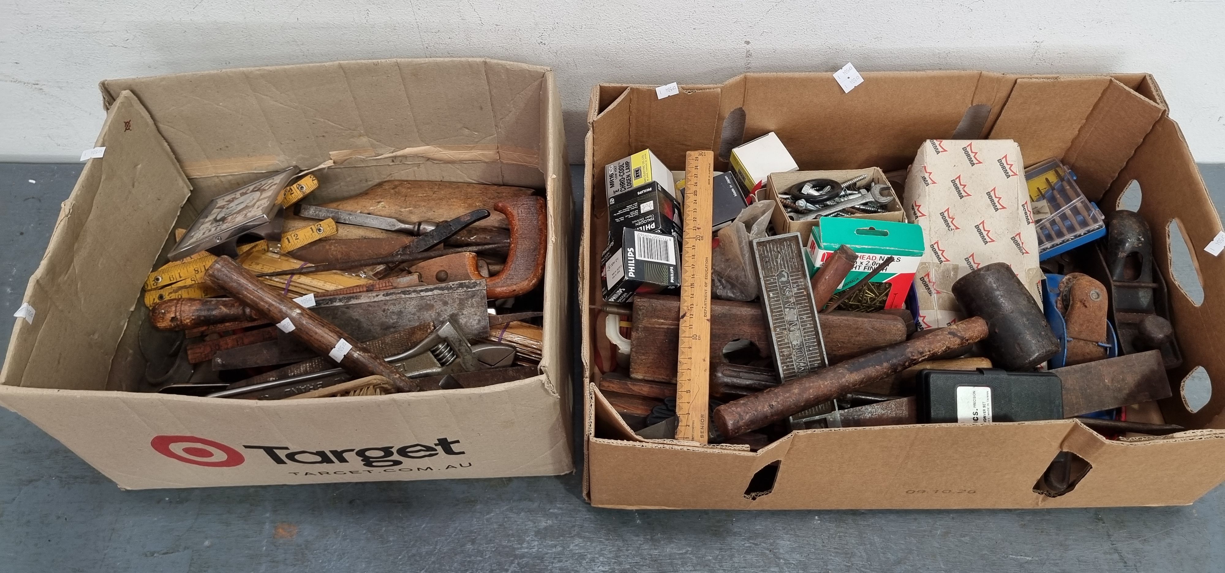 TWO BOXES OF VINTAGE TOOLS