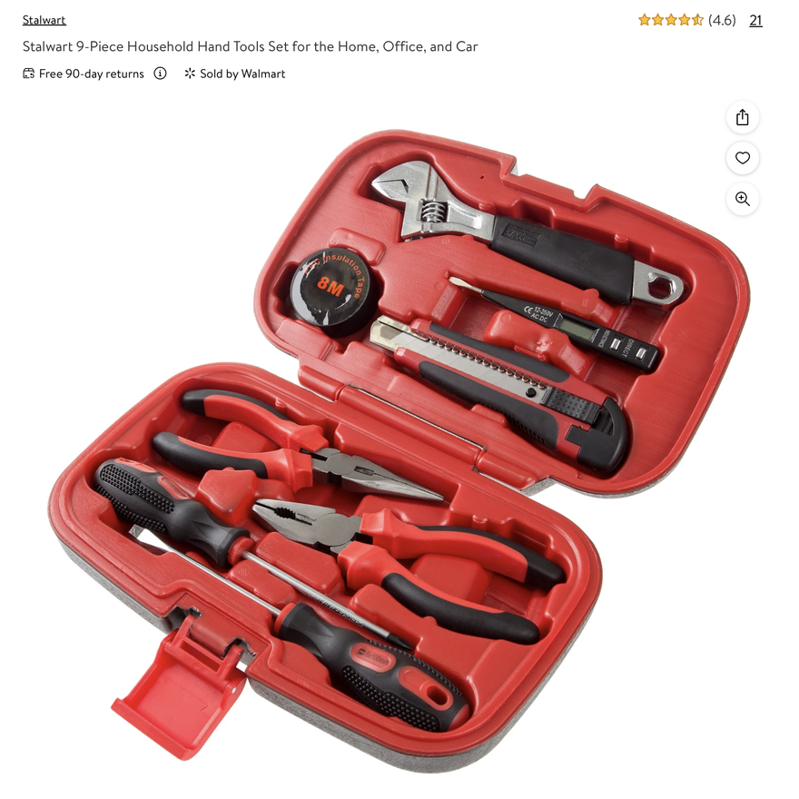 Stalwart 9pc Household Hand Tool Set in Case