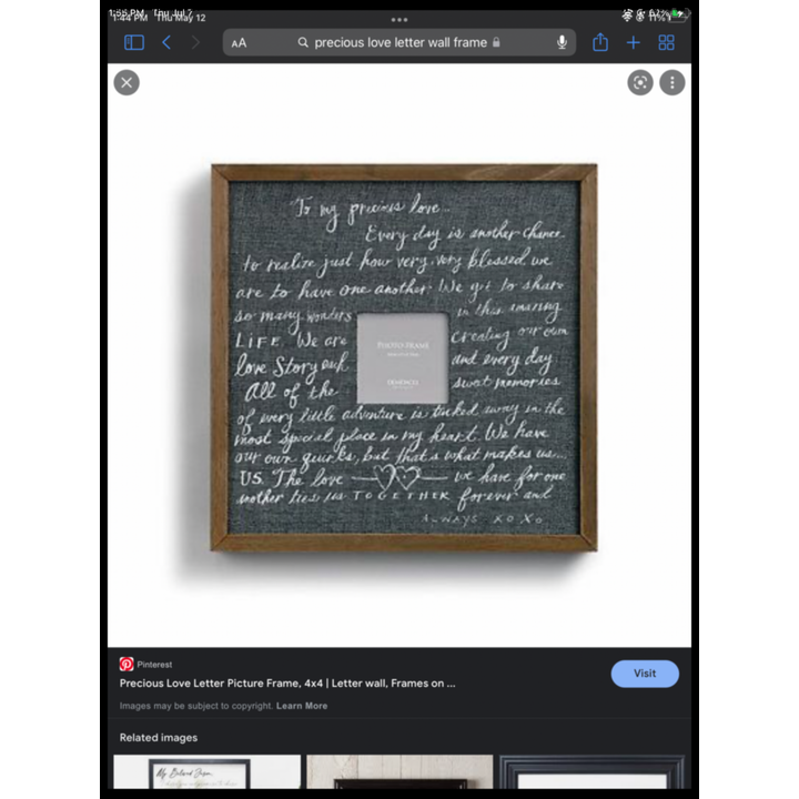 Precious Love Letter Picture Frame (4x4)