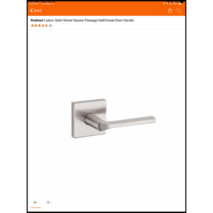 Kwikset Lisbon Sation Nickel Square Passage Hall/Closet Door Handle