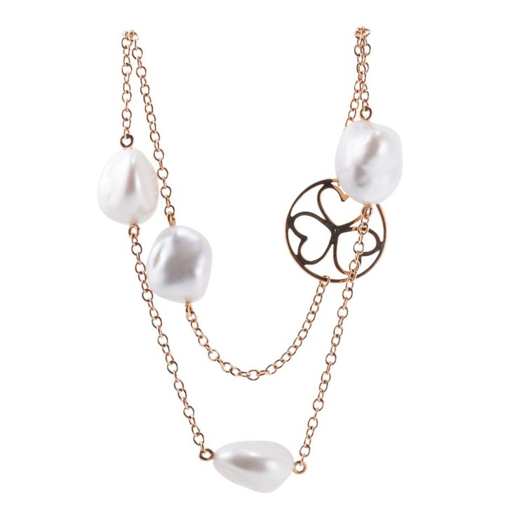 Mimi Milano Blanche Pearl Gold Station Necklace