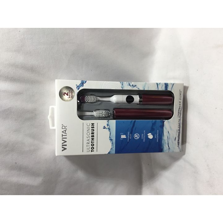 Vivitar UltraSonic 2-Brush Heads Toothbrush- Maroon