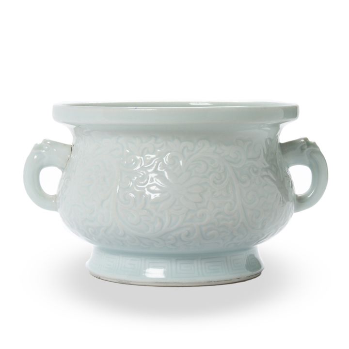 Chinese white glazed and molded incense burner
