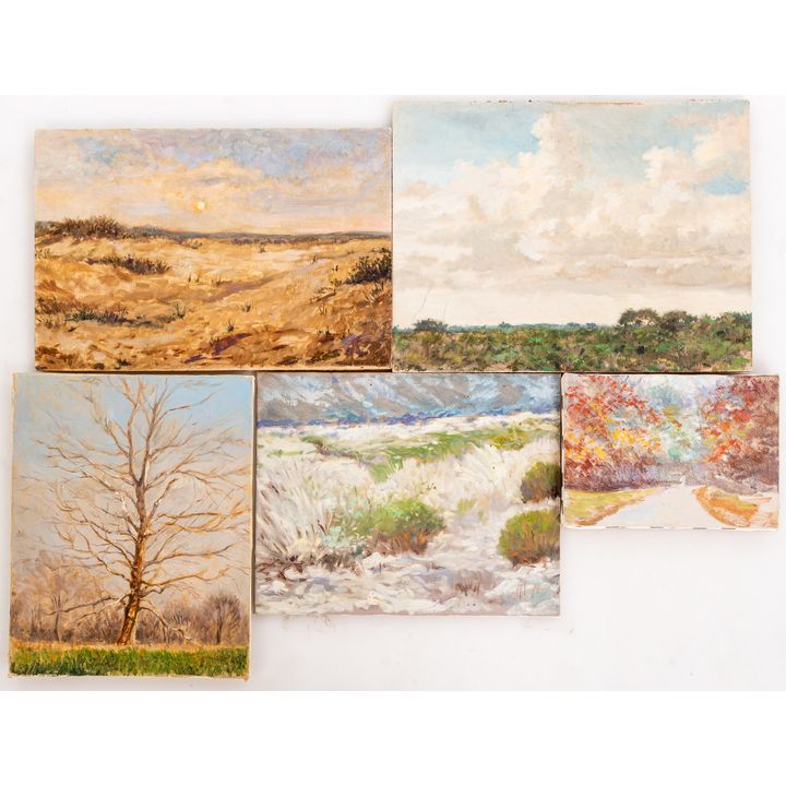 Nathaniel K. Gibbs. Five Landscapes, oil