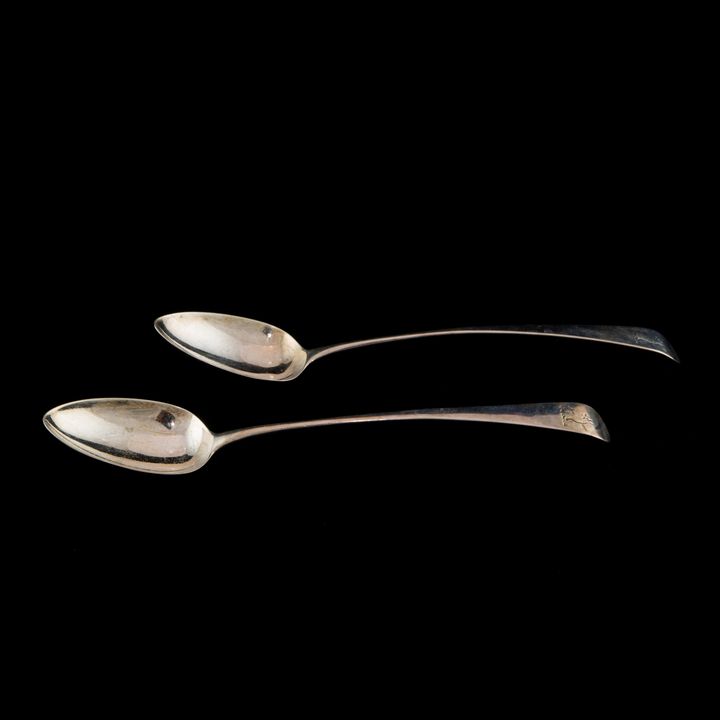 A pair George IV sterling stuffing spoons