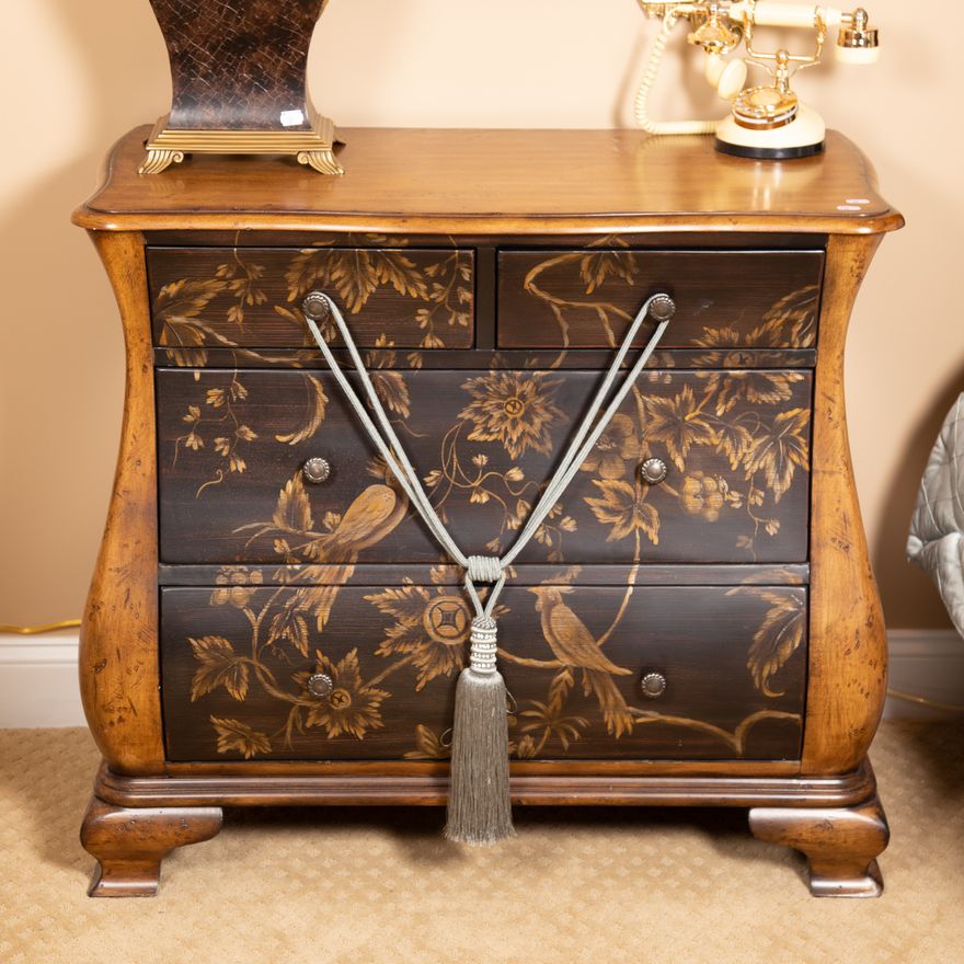 Painted Wood Bombe Chest
