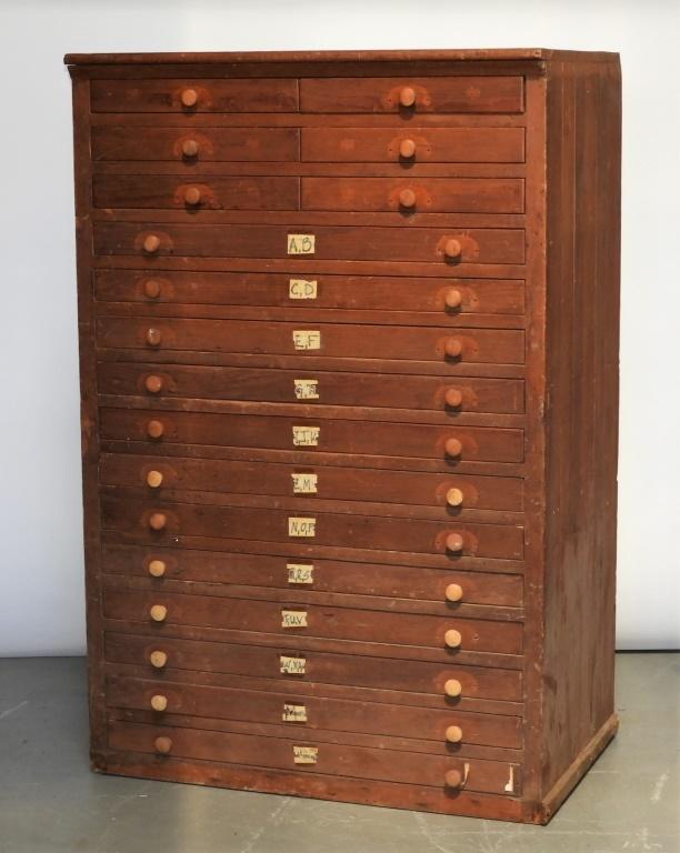 C 1900 Pine Tall 18 Drawer Map Print Paper Cabinet Lofty Marketplace