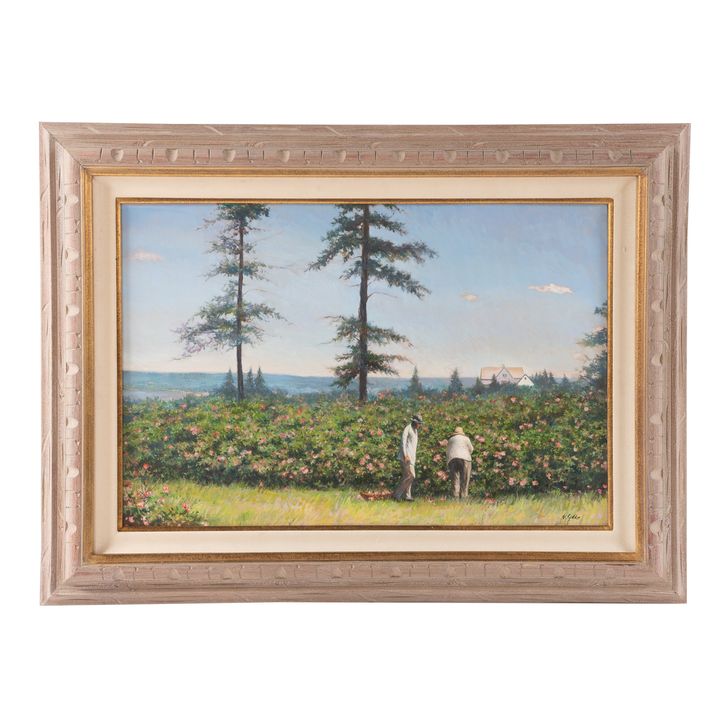 Nathaniel K. Gibbs. Tending the Roses, Oil
