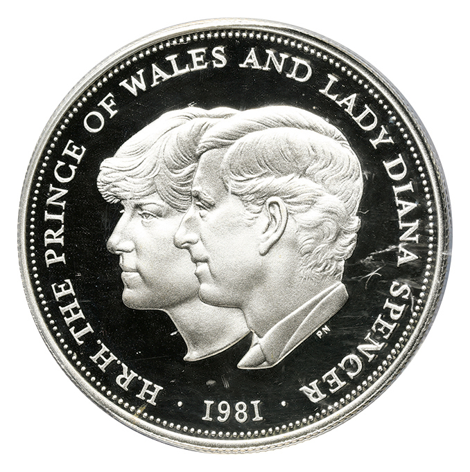 イギリス エリザベス2世(1952-2022) 25ペンス銀貨 1981 チャールズ