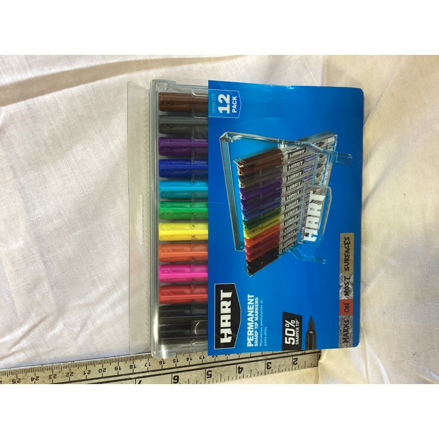 Hart Permanent Sharp Tip Markers- 50% Sharper Tip (12pk)