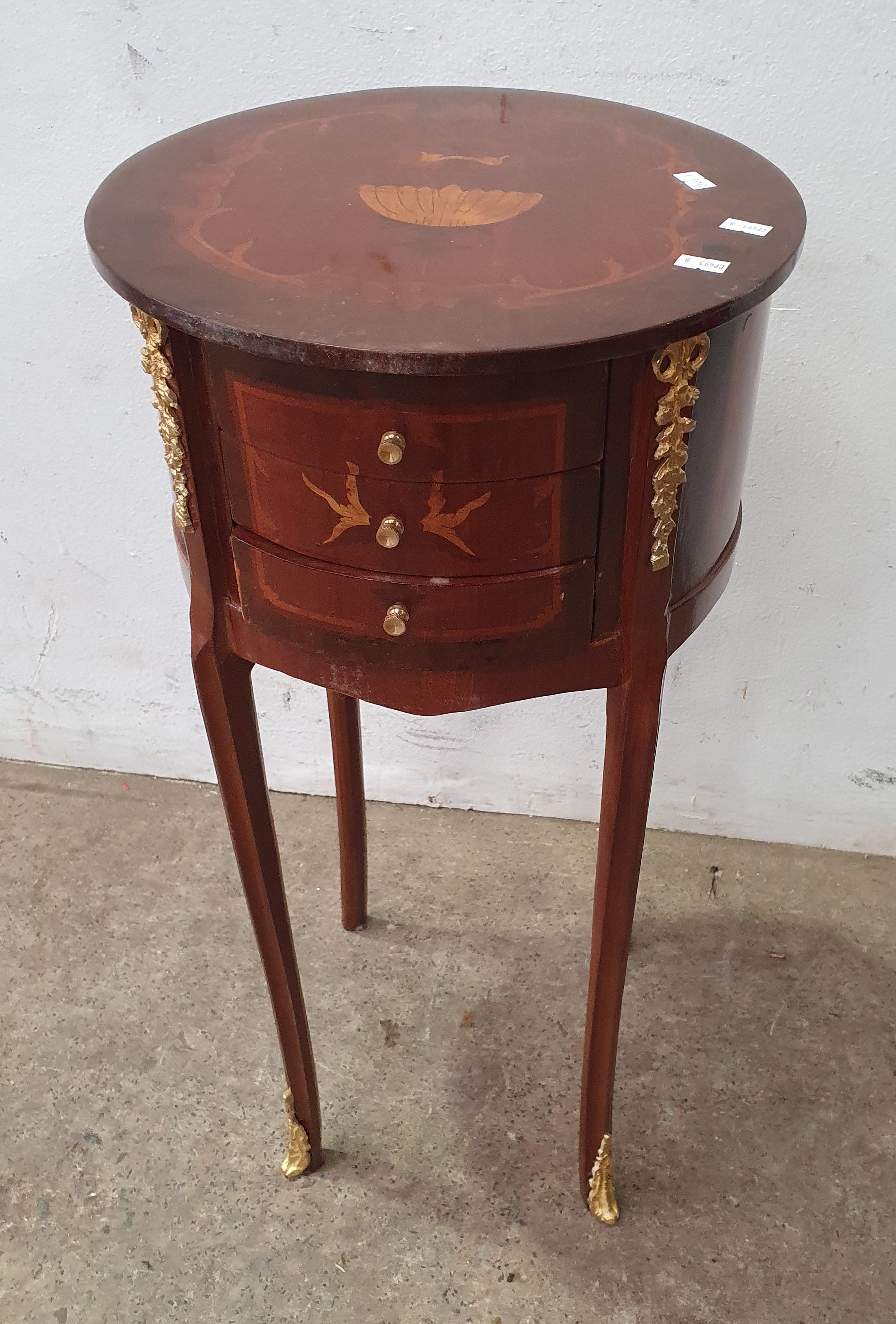 A French Style Three Drawer Side Table