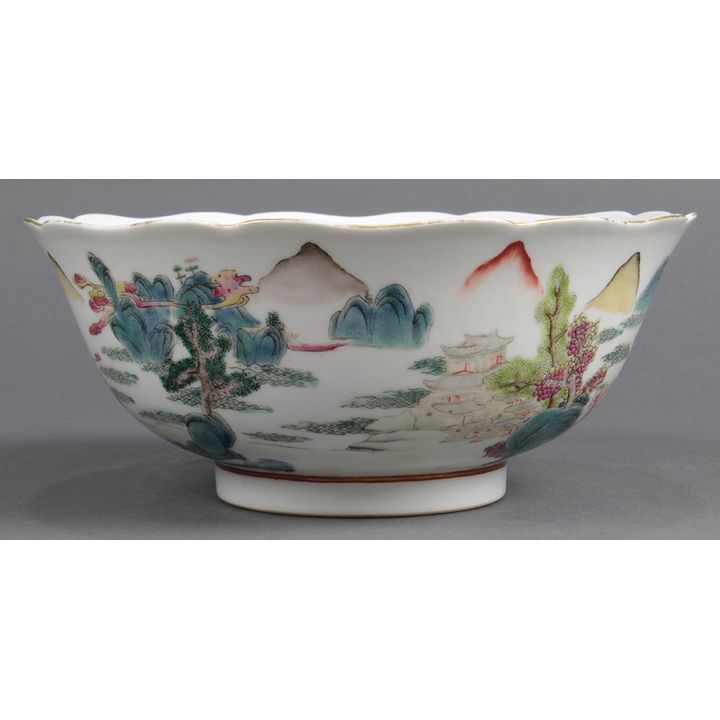 Chinese Enamel Bowl, Landscape