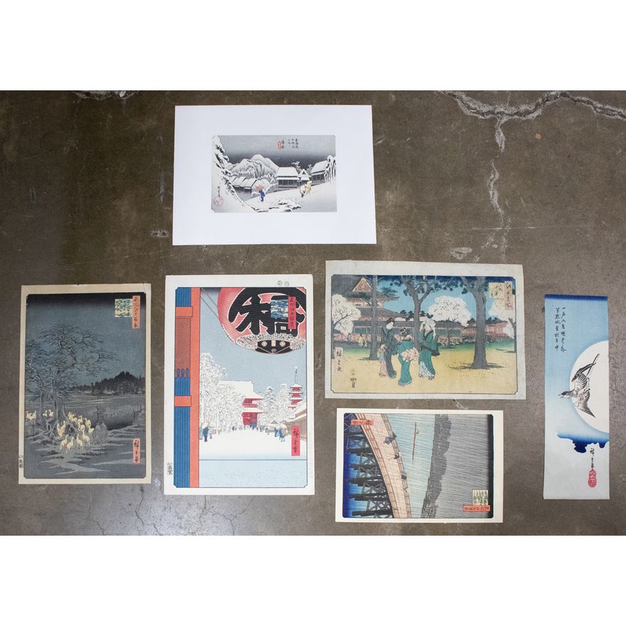 A group of Japanese woodblock prints by Hiroshige