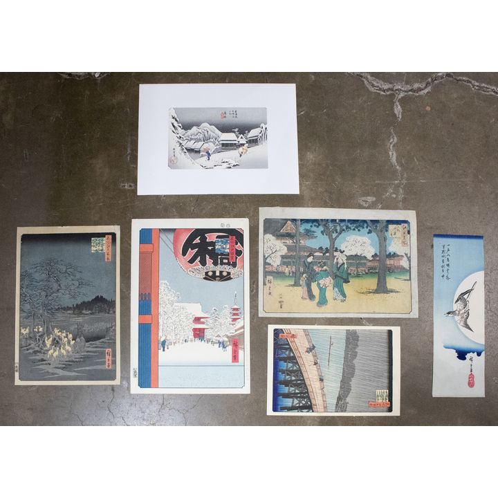 A group of Japanese woodblock prints by Hiroshige