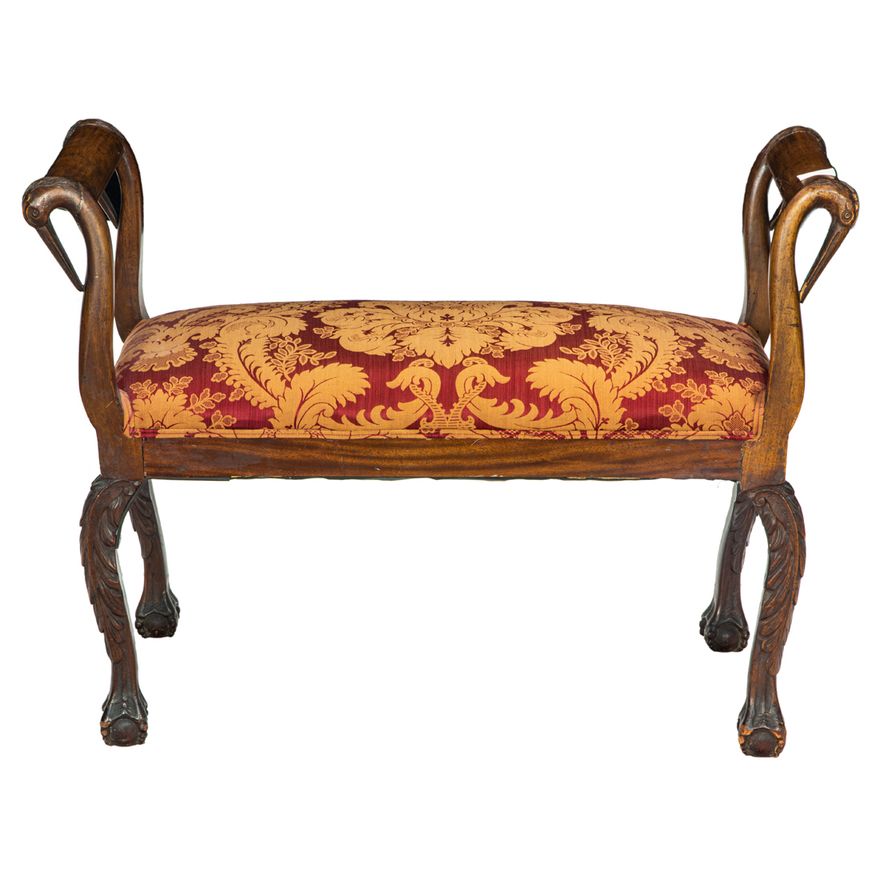 A Continental mahogany bench
