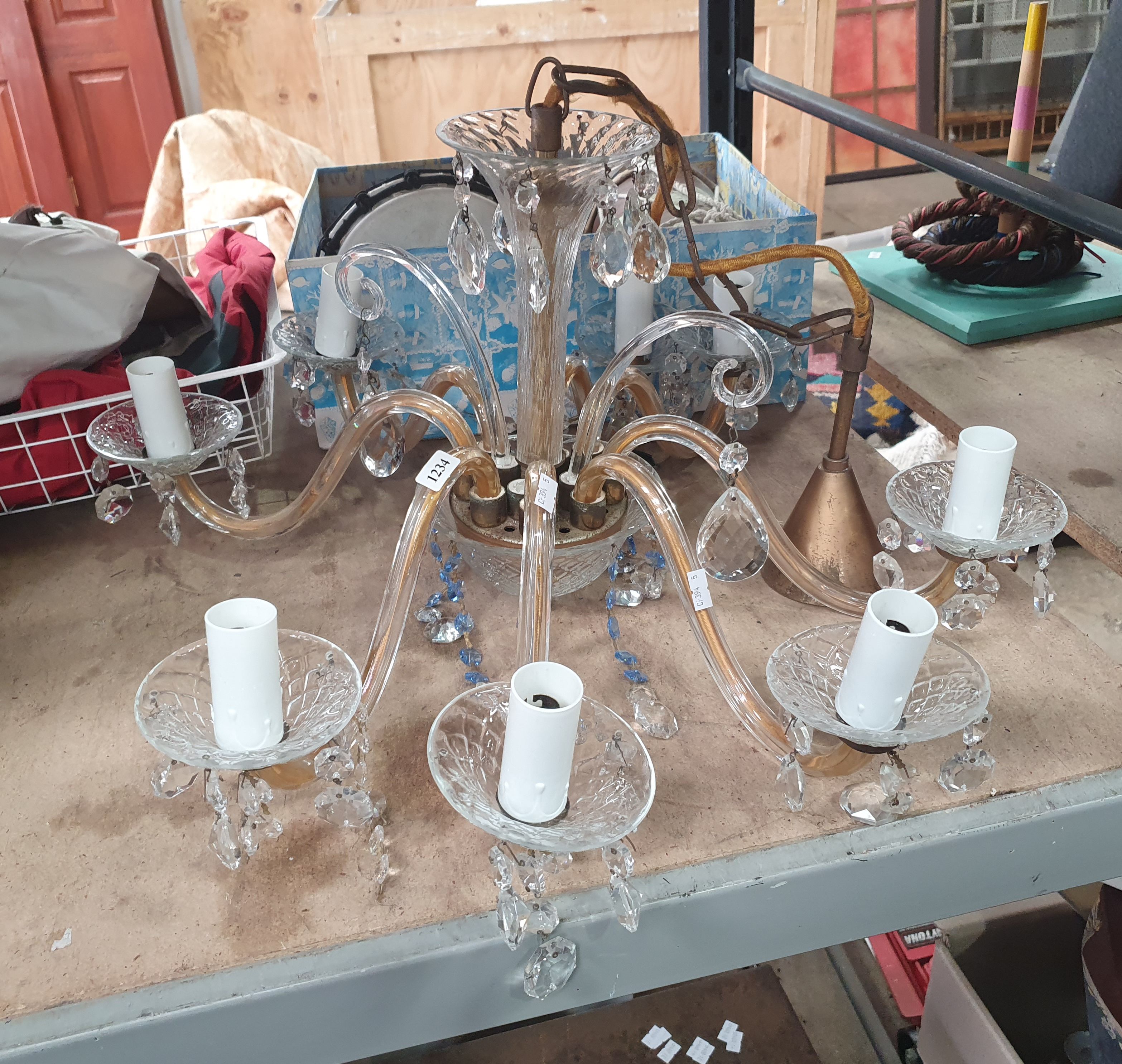 AN EIGHT BRANCH CHANDELIER