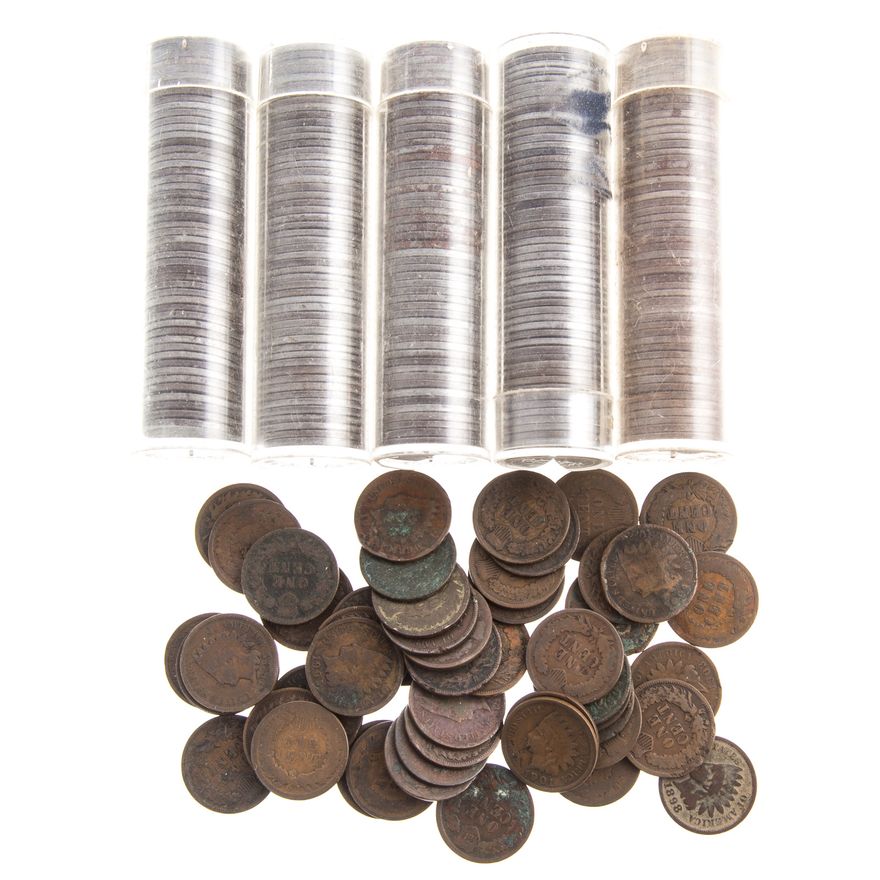 Five rolls of WW2 Steel cents & 50 Indian cents