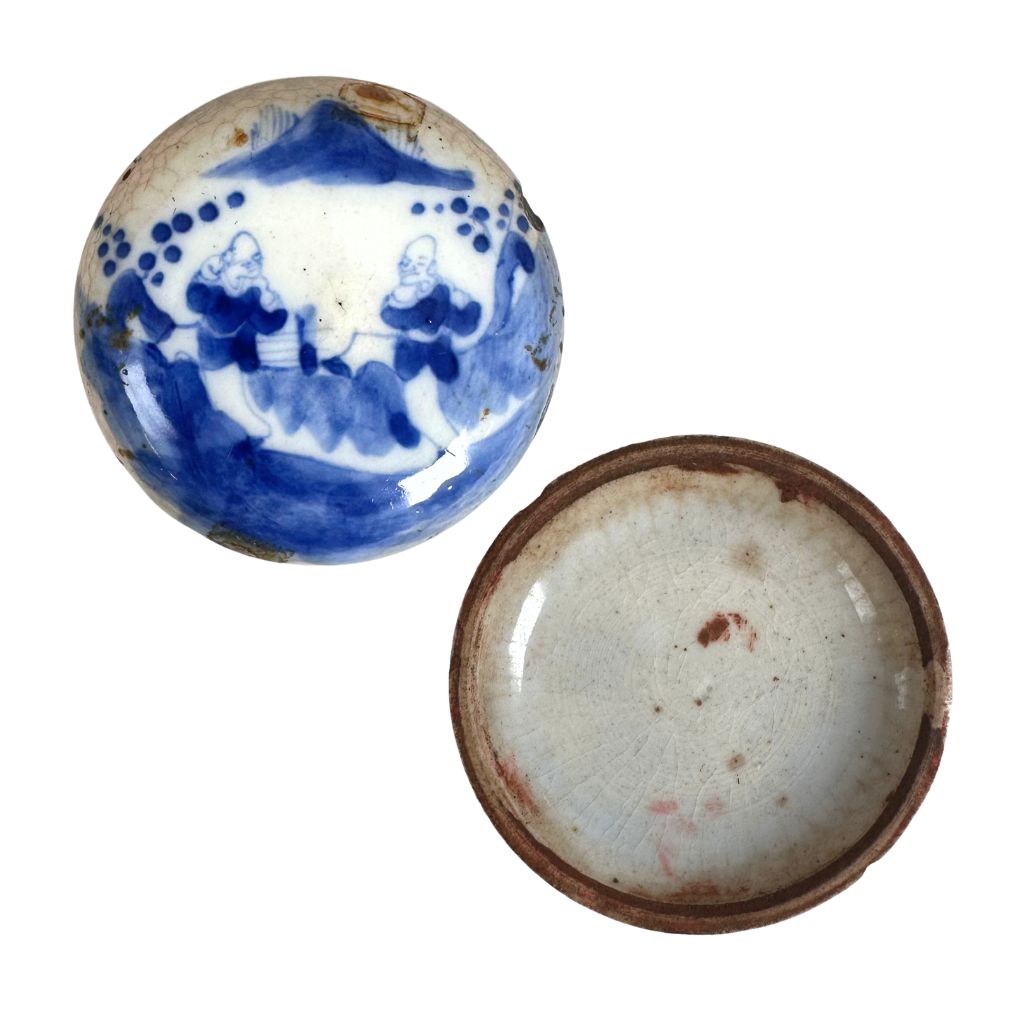 清青花印泥盒QING BLUE AND WHITE SEAL PASTE BOX | Atasbid