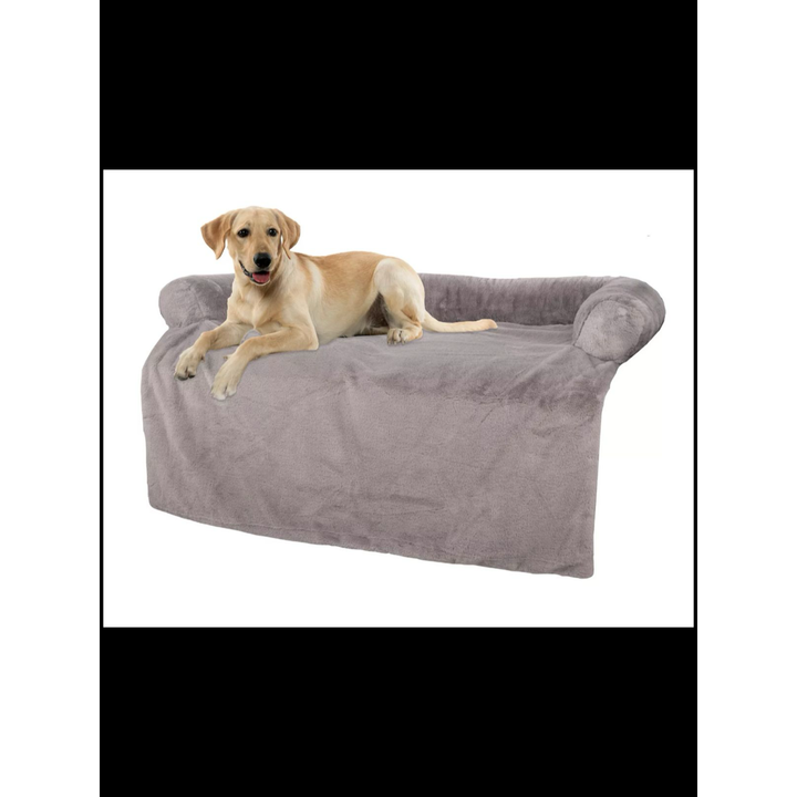 Petmaker Plush Couch Dog Bed, Grey 45'' x 45'' x 6''
