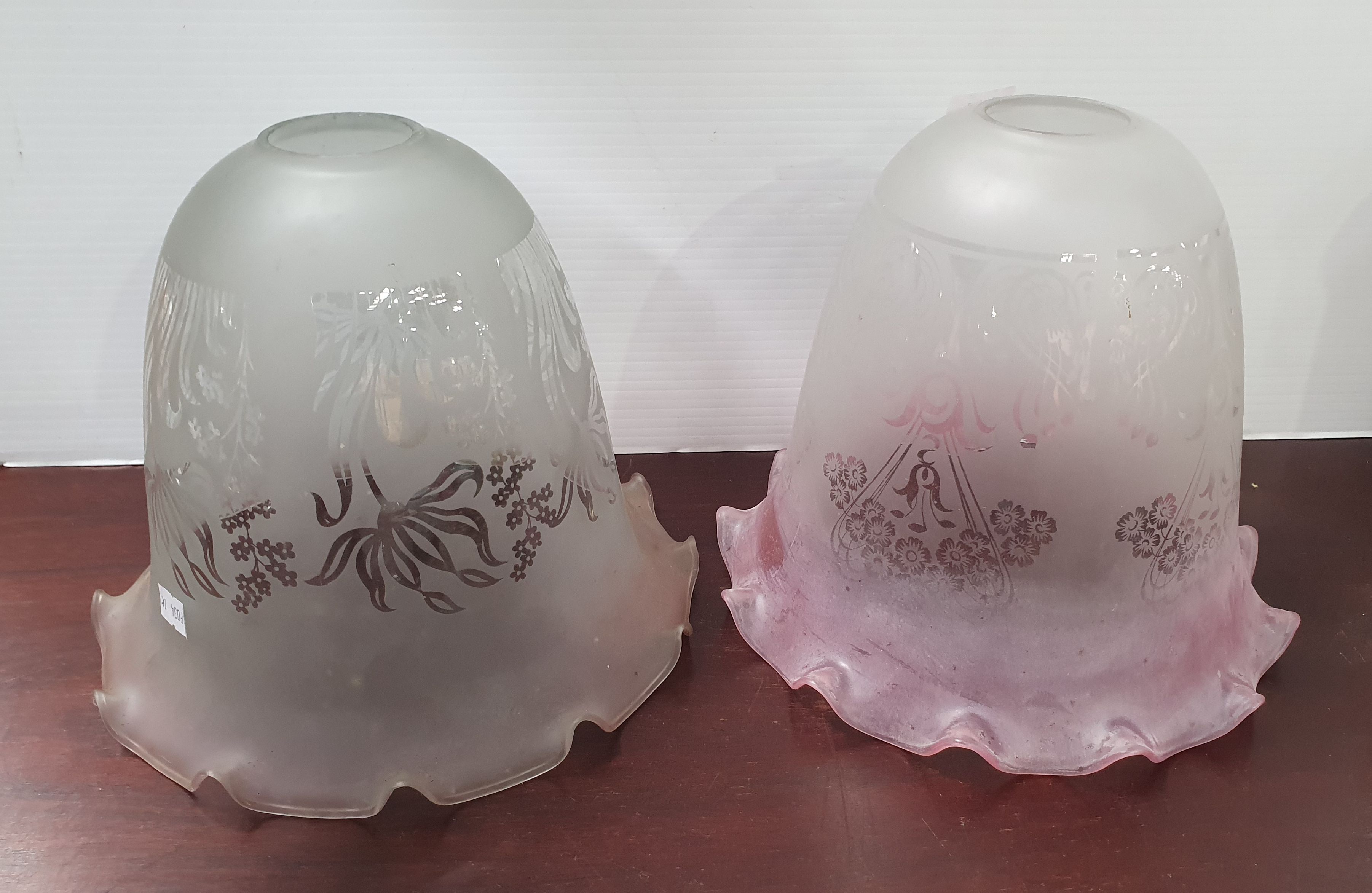 144 · TWO GLASS LIGHT SHADES