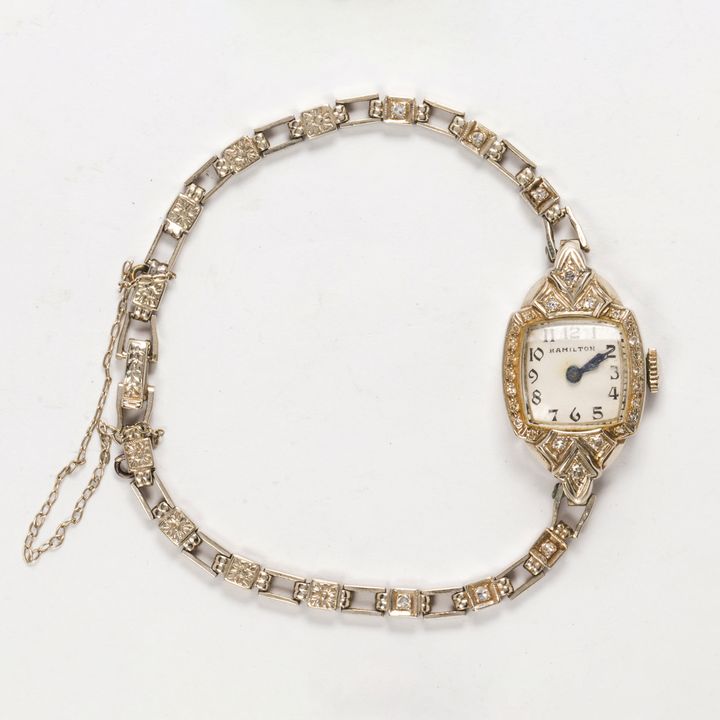 A 14k white gold Hamilton ladies watch