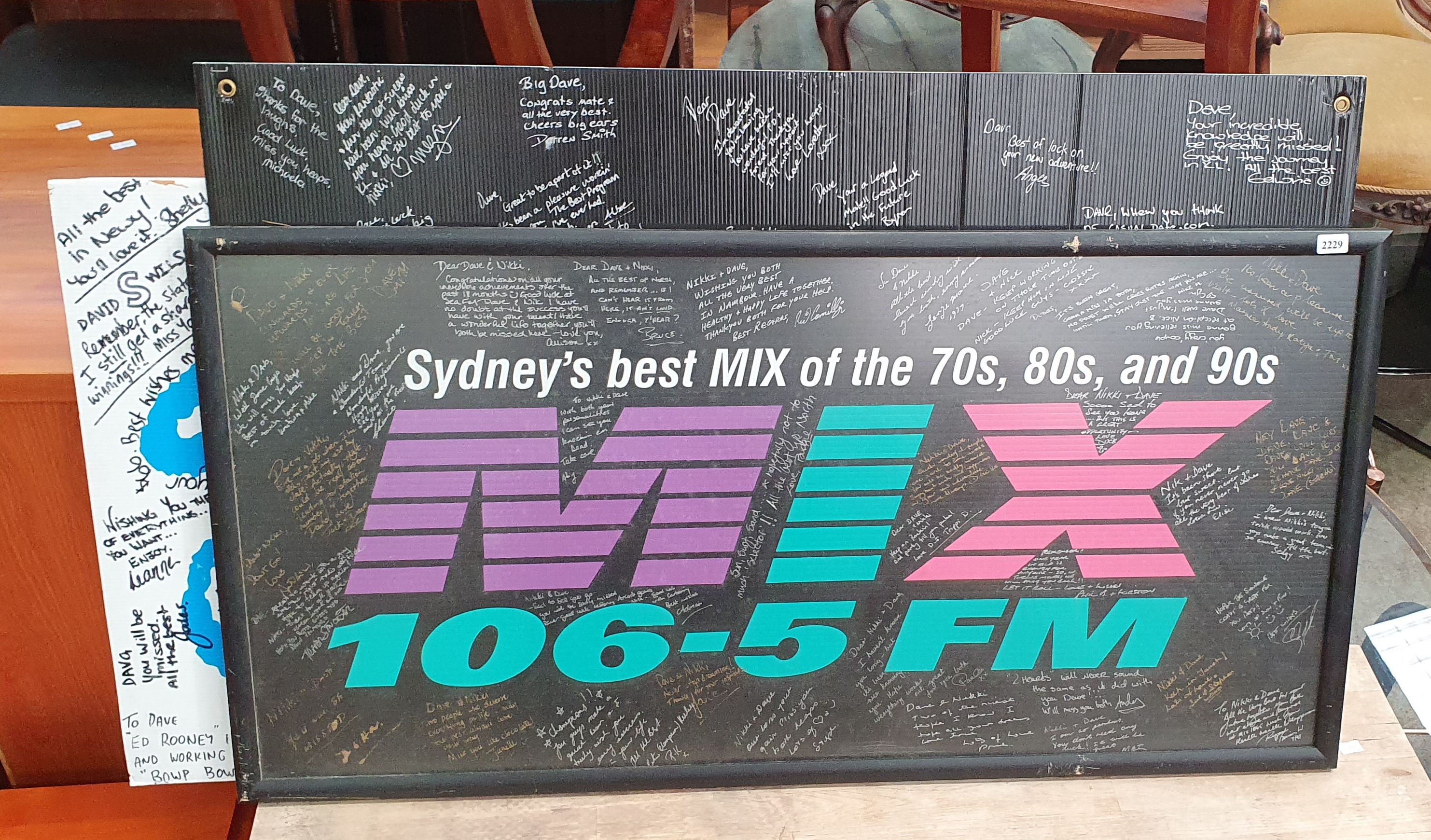 A GROUP OF FOUR AUSTRALIAN RADIO SIGNED PLACARDS